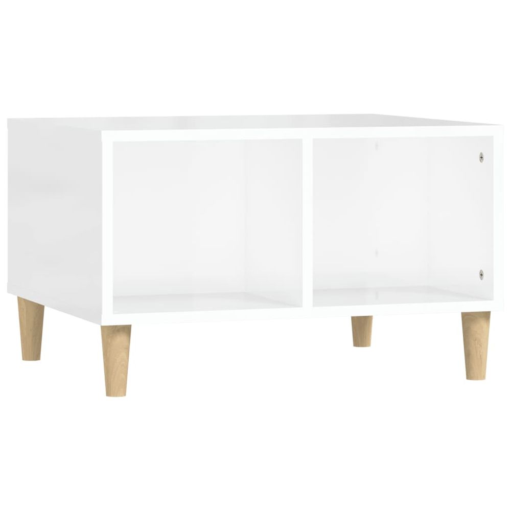 Vidaxl Konferenčný stolík lesklý biely 60x50x36,5 cm spracované drevo